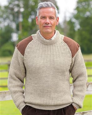 Natural Fishermans Rib Sweater Mens