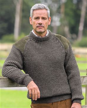 Green Fishermans Rib Sweater Mens