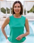 Silky Cotton Emerald Sleeveless Top