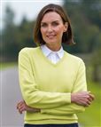Ladies Merino Wool V Neck Jumper Pistachio