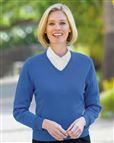 Ladies Merino V Neck Topaz Sweater