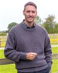 Shetland Crew Neck Jumper Mens - Elderberry