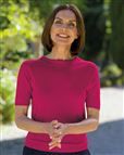Ladies Merino Wool Short Sleeve Crew Neck Jumper Cyclamen 
