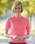 Merino Sherbet Pink Short Sleeve Crew Ladies Jumper
