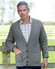 Lambswool Cardigan  Mens - Grey Mix