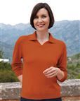 Ladies Merino Wool Collared V Neck Jumper Cinnamon