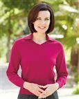 Ladies Merino Wool Collared V Neck Jumper Cyclamen