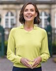 Ladies Merino Wool Collared V Neck Jumper Pitachio 