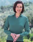 Merino Collared V Neck Spruce Jumper
