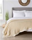 Pure Wool Satin Bound Cellular Blankets - Cream