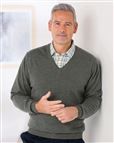 Grey Marl Merino V neck Sweater  Mens