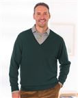 Tartan Green Merino V neck Sweater  Mens