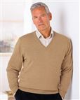 Merino V neck Sweater  Mens - Camel