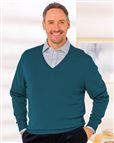 Merino V neck Sweater  Mens - Teal