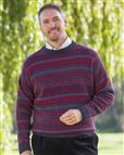Navy Shetland Fairisle Crew Neck Sweater Mens