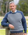 Herringbone Denim Lambswool Sweater