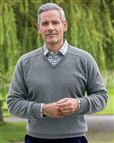 Mens Lambswool V Neck Grey Mix Sweaters