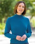 Ladies Merino Wool Turtle Neck Jumper Peacock
