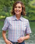 Gloria Checked Short Sleeve Cotton Blouse