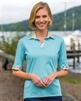 Mona Trimmed Short Sleeve Cotton Polo Top