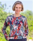 Kendra Patterned Cotton Long Sleeve Blouson Top