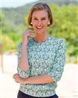 Christina Patterned Cotton 3/4 Sleeve Blouson Top