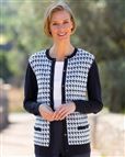 Alana Houndstooth Ladies Merino Wool Cardigan