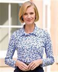 Phoebe Floral Silky Cotton Long Sleeve Polo Top