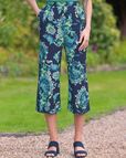 Lydia Floral Pull On Viscose Jersey Cropped Trousers