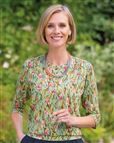 Katya Floral Cotton 3/4 Sleeve Blouson Top