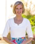 Jodie Sweetheart Neck 3/4 Sleeve Silky Cotton Top