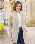 Elsie Longline Pure Shetland Wool Cable Cardigan