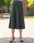 Folkestone Checked Bias Wool Blend Lined Skirt