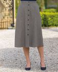 Medway Herringbone A Line Wool Blend Tweed Skirt