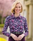 Charlotte Patterned Silky Cotton Long Sleeve Polo Top