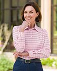 Cadence Checked Pure Cotton Long Sleeve Blouse