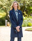 Cassandra Midnight Blue Crombie Style Lined Coat