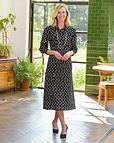 Karina Patterned Cotton Babycord Long Sleeve Shirt Dress