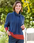 Sasha Blue & Rust Contrasting Scarved Jumper