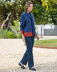 Sasha Blue & Rust Contrasting Scarved Jumper