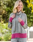 Sasha Grey & Fuchsia Contrasting Scarved Jumper
