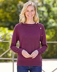 Maxine Plum Button Detail Crew Neck Jumper