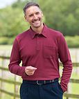 Pure Cotton Jersey Long Sleeved Claret Polo Top