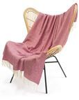 Luxury Pure Wool Herringbone Throw - Pink