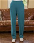 Ladies Cotton Mix Teal Pull On Leisure Trousers