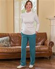 Ladies Cotton Mix Teal Pull On Leisure Trousers