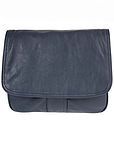 Nola Half Flap Soft Faux Leather Handbag - Navy