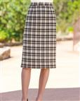 Kensington Wool Blend Lined Checked Straight Skirt
