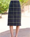 Islington Wool Blend Lined Checked Straight Skirt