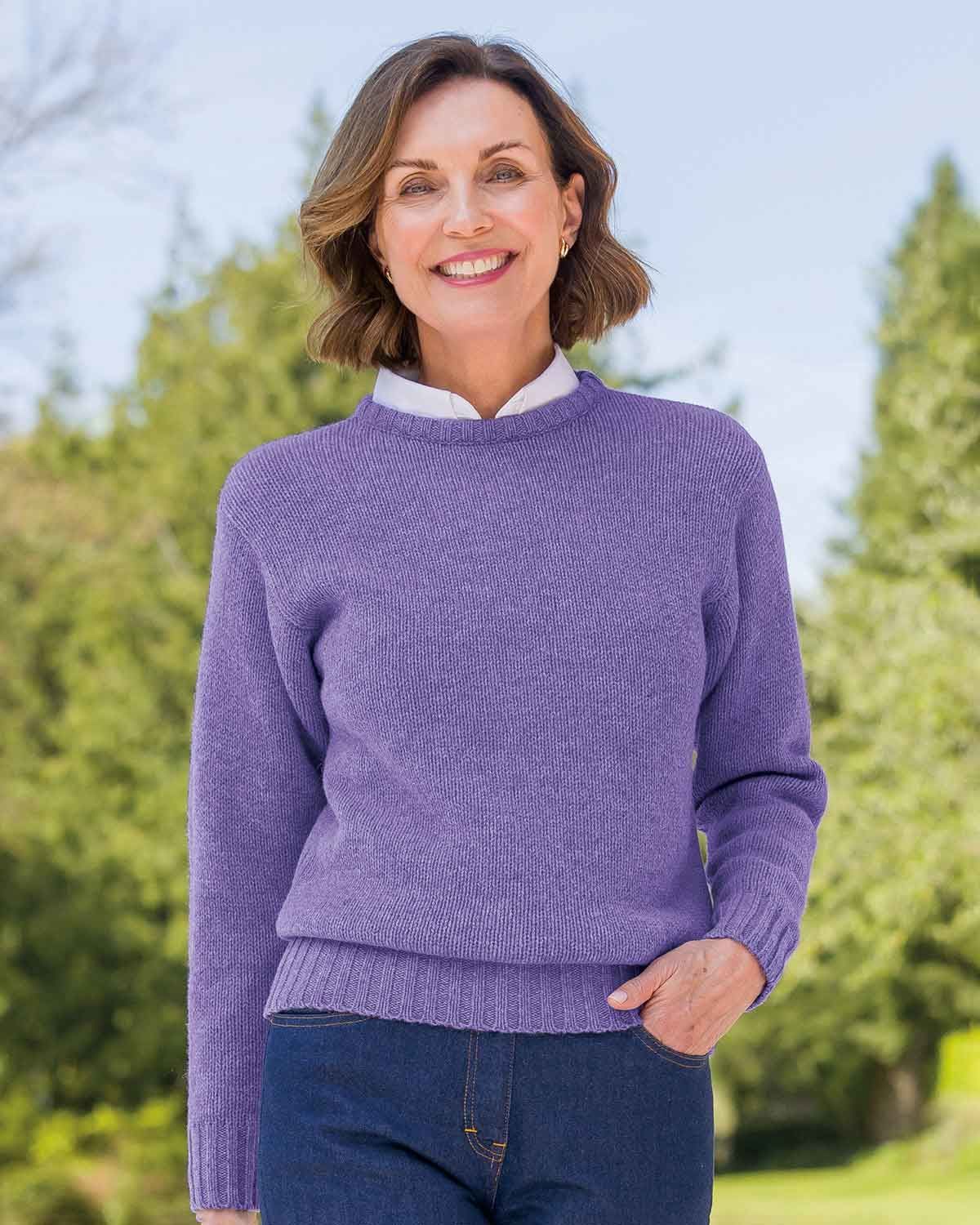 Ladies Crew Neck Shetland Wool Sweater